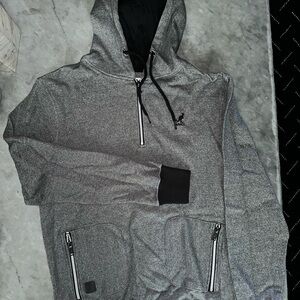 Gray Hooded Sweatshirt with Zipper Pockets